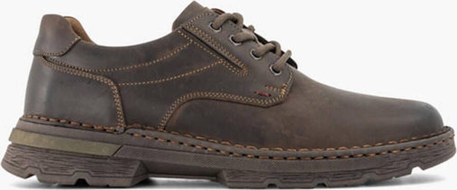 Gallus Donkerbruine leren veterschoen