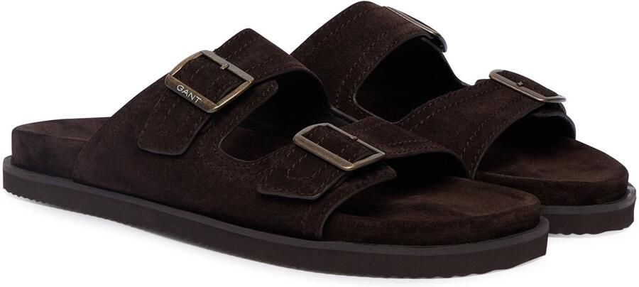 Gant Heren Slippers Bruin Natuurlijk Suède
