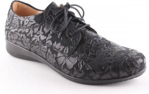 Ganter 6 205423 01000 zwarte natuurvorm veterschoenen met leuke print wijdte F