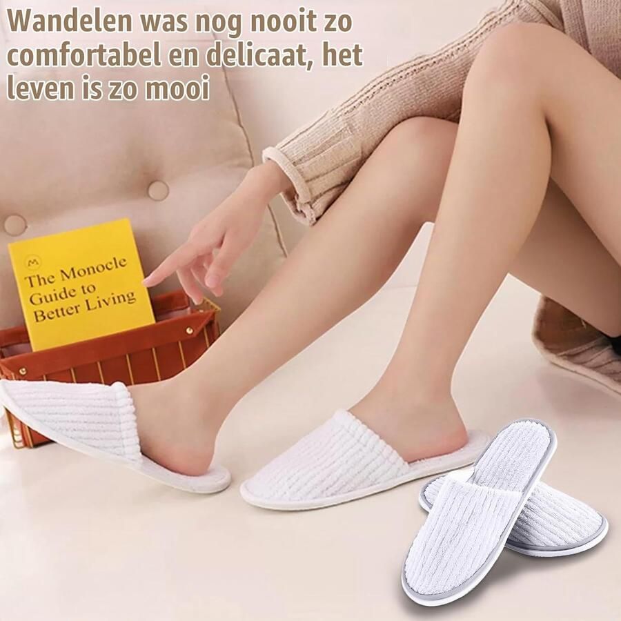Gastenpantoffels Wit Badstof Slippers met Antislip Voor Hotel en Thuisgebruik