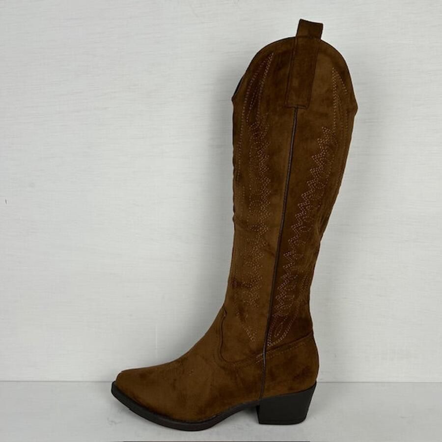 Gave hoge suèdine cowboylaars lichtbruin Bruin