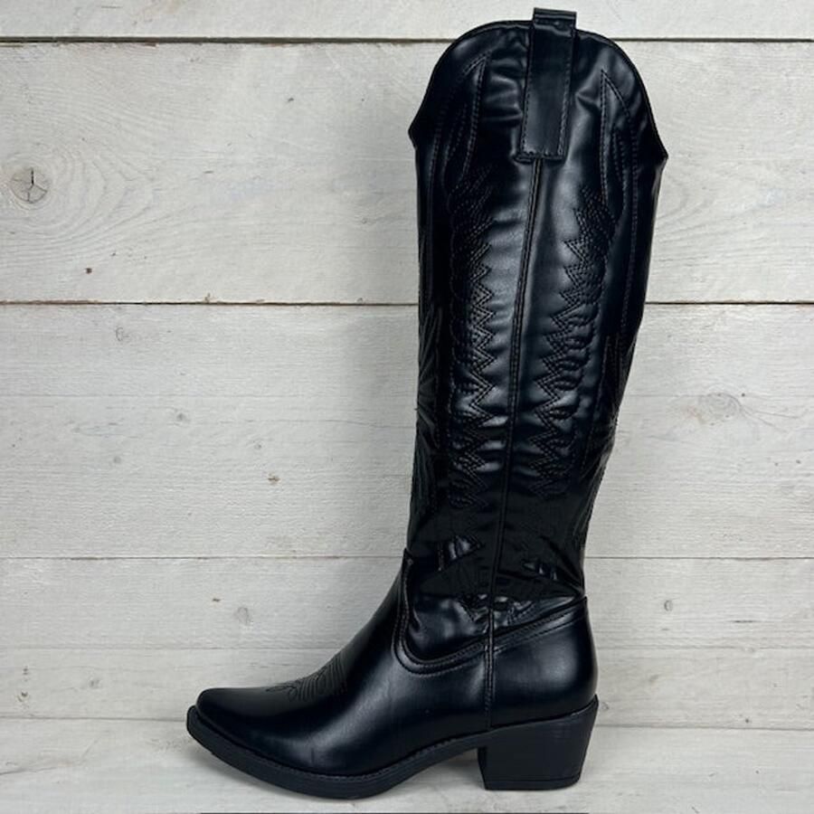 Weloveshoes Black Friday Deal Dames Cowboylaarzen met Hak Imitatieleer Zwart