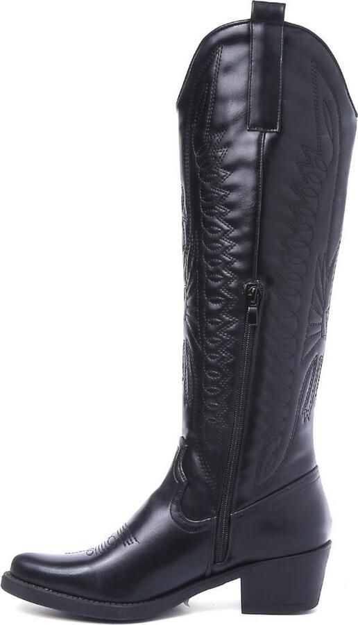 Weloveshoes Black Friday Deal Dames Cowboylaarzen met Hak Imitatieleer Zwart - Foto 3