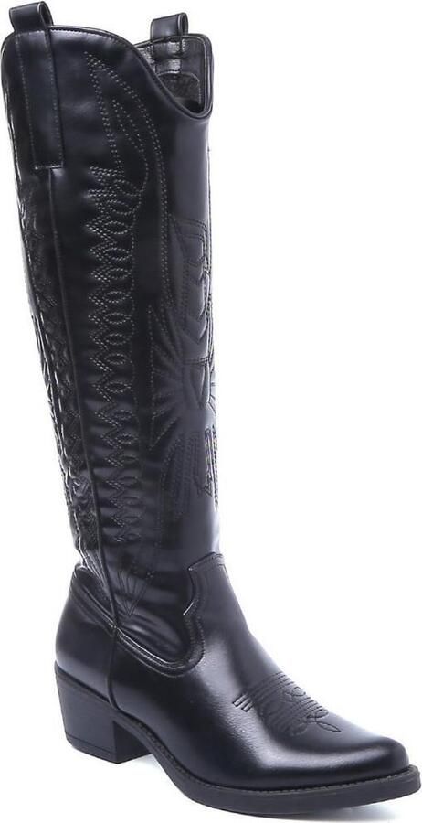 Weloveshoes Black Friday Deal Dames Cowboylaarzen met Hak Imitatieleer Zwart - Foto 5