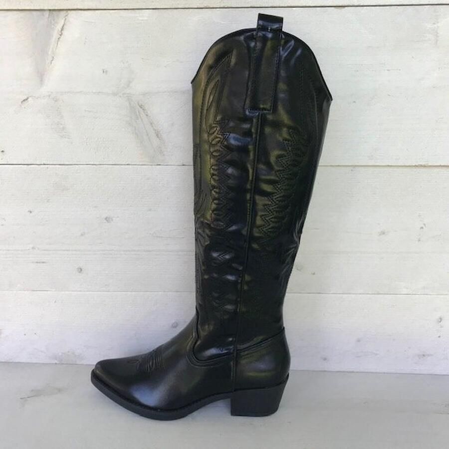 Weloveshoes Black Friday Deal Dames Cowboylaarzen met Hak Imitatieleer Zwart - Foto 2