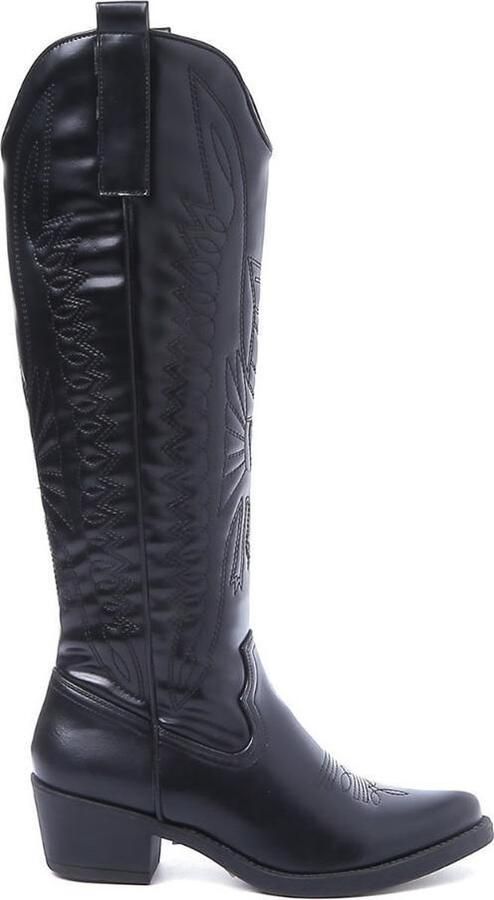 Weloveshoes Black Friday Deal Dames Cowboylaarzen met Hak Imitatieleer Zwart - Foto 4
