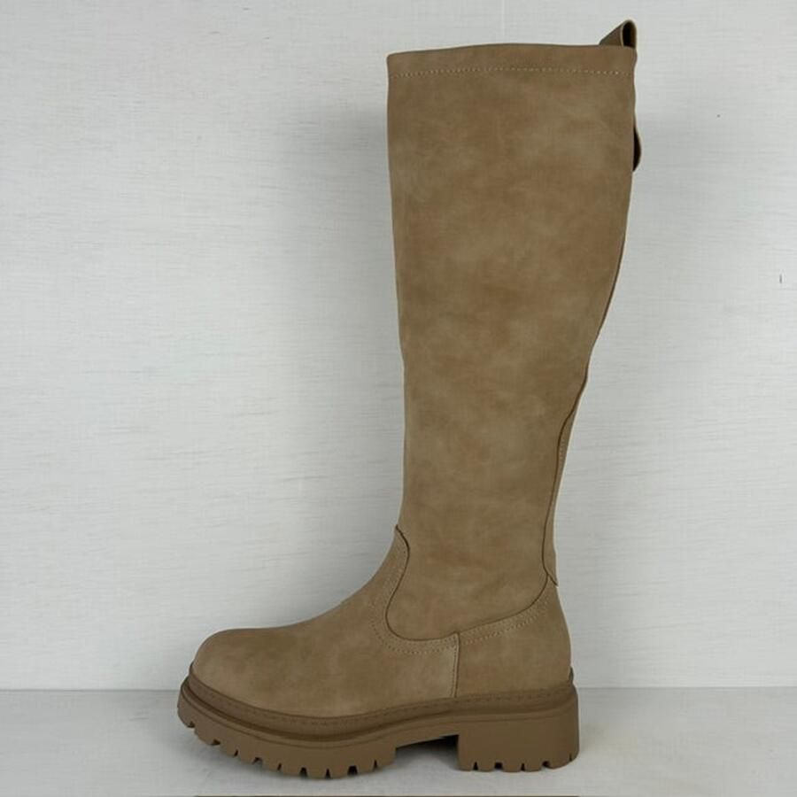 Gave leatherlook laarzen met stoere zool khaki