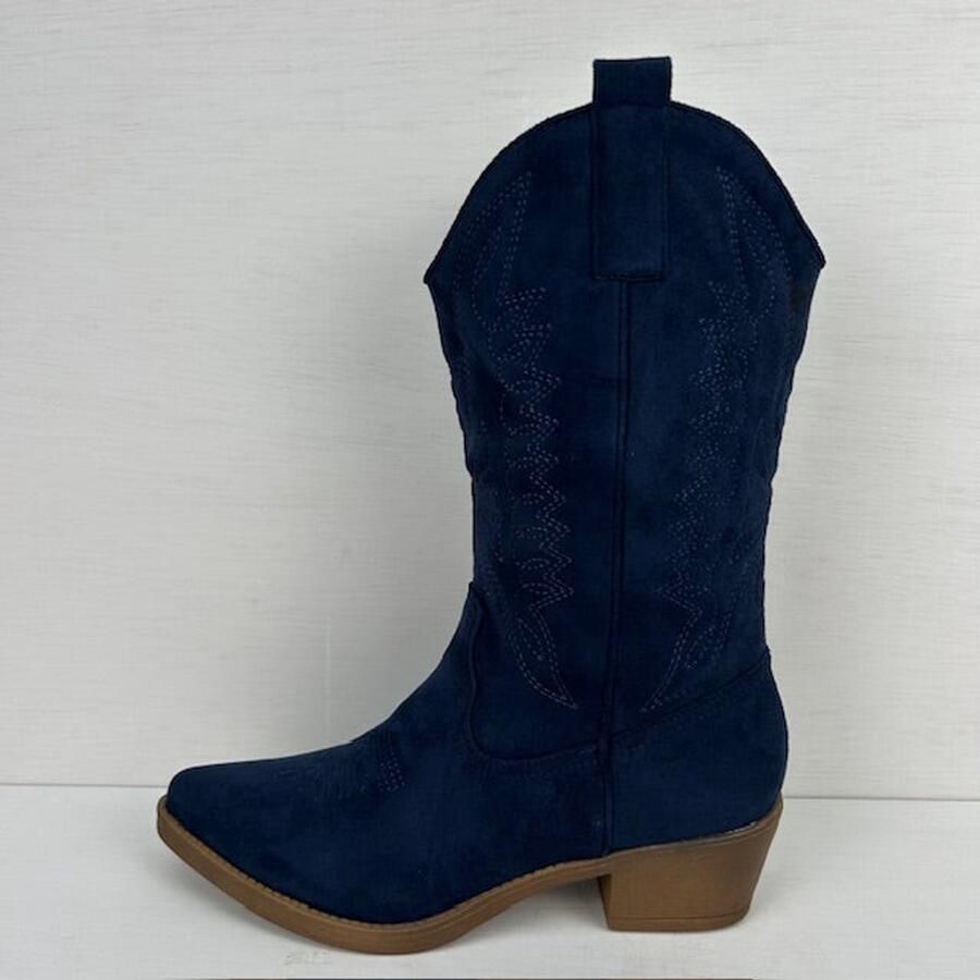 Gave suèdine cowboylaars donkerblauw Blauw