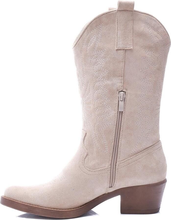 Weloveshoes Black Friday Deal Dames Cowboylaarzen met Hak Suedine Beige - Foto 2
