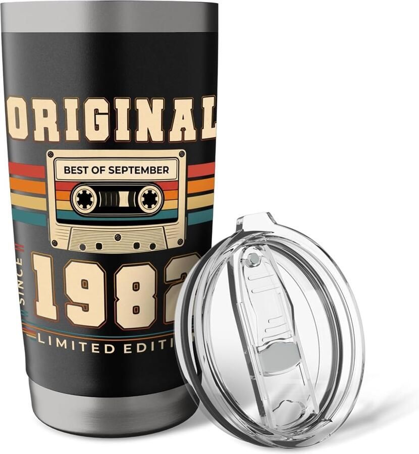Geburtstagsgeschenk voor Man 1982 Vintage Cassette Thermosbeker
