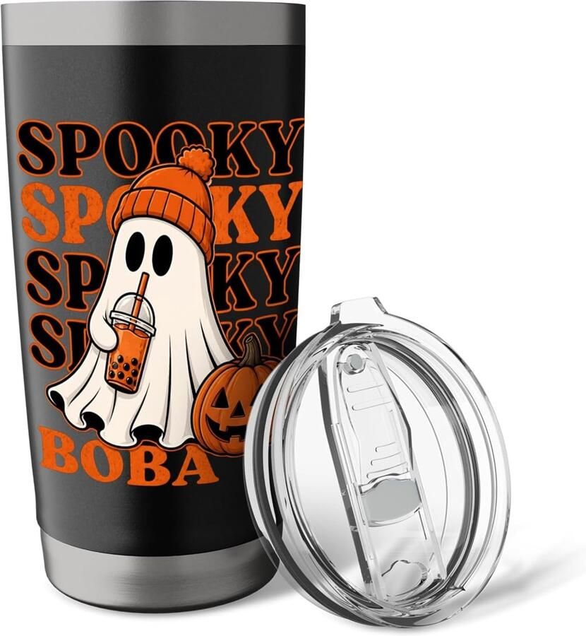 Geest drinkt Boba Halloween dubbelwandige thermobeker