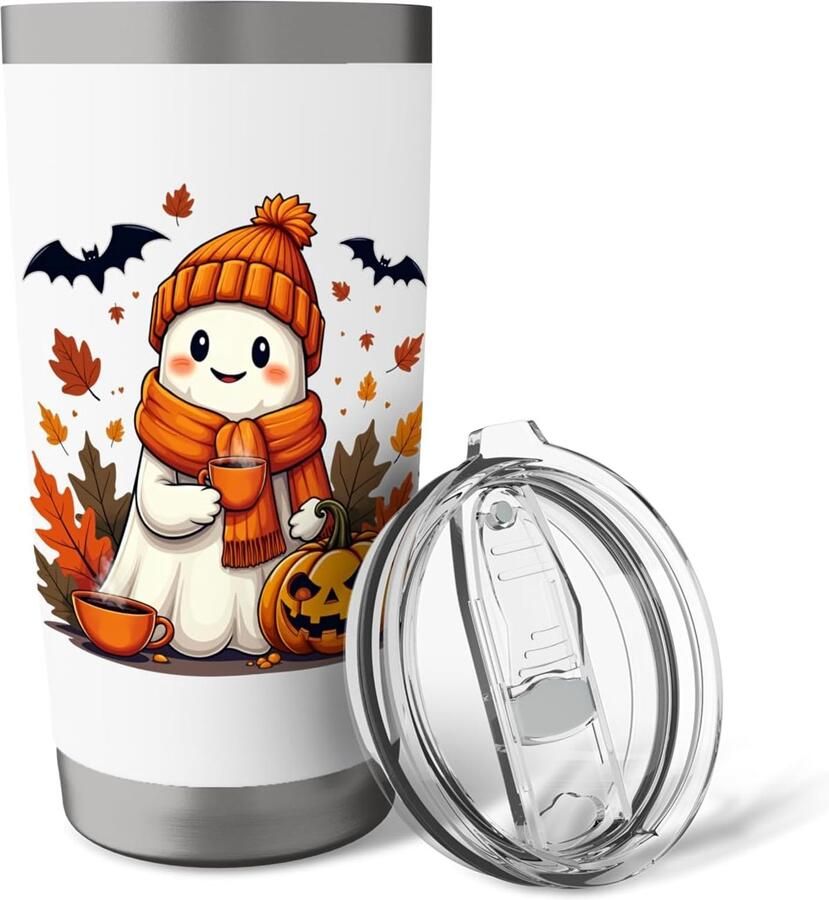 Geest drinkt koffie Halloween geest ijscoffe 2-wandige thermobeker