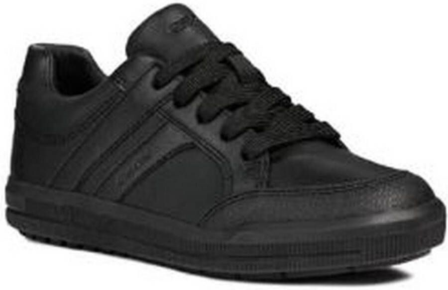 GEOX Junior J Arzach B. D Lace Up Leather Trainer (Black)