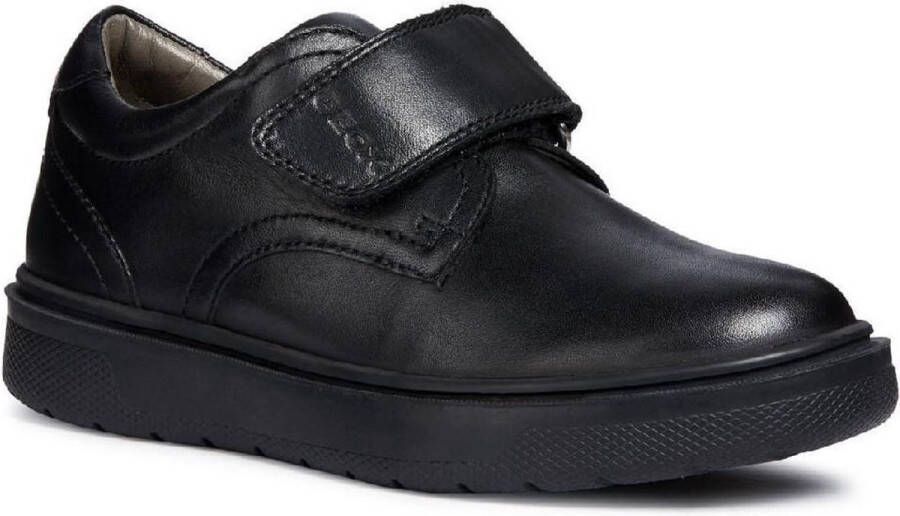 GEOX Boys Leather J Riddock Touch Fastening Shoe (Black)