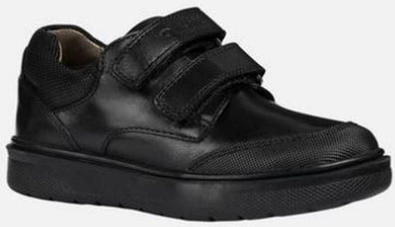 GEOX J Riddock Touch Fastening Leather Shoe (Black)