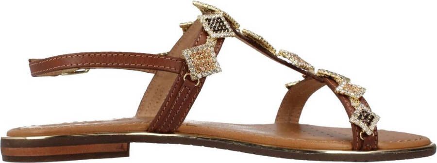 Geox Comfortabele platte sandalen voor vrouwen Brown Dames