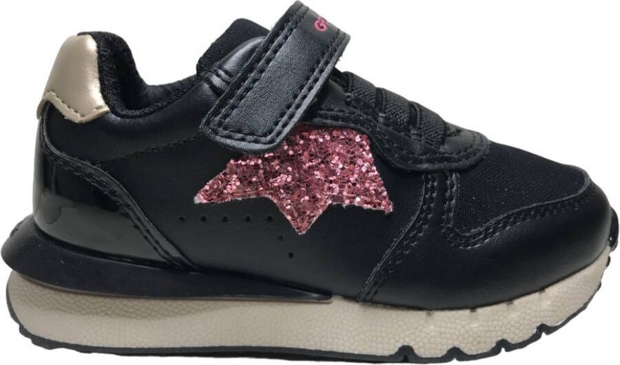 GEOX Fastics velcro elastiek roze glitter ster sportieve sneakers Zwart