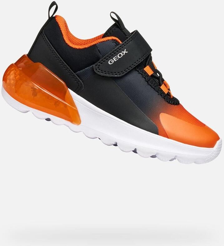 GEOX ACTIVART ILLUMINUS JONGENS Sneakers ZWART ORANJE