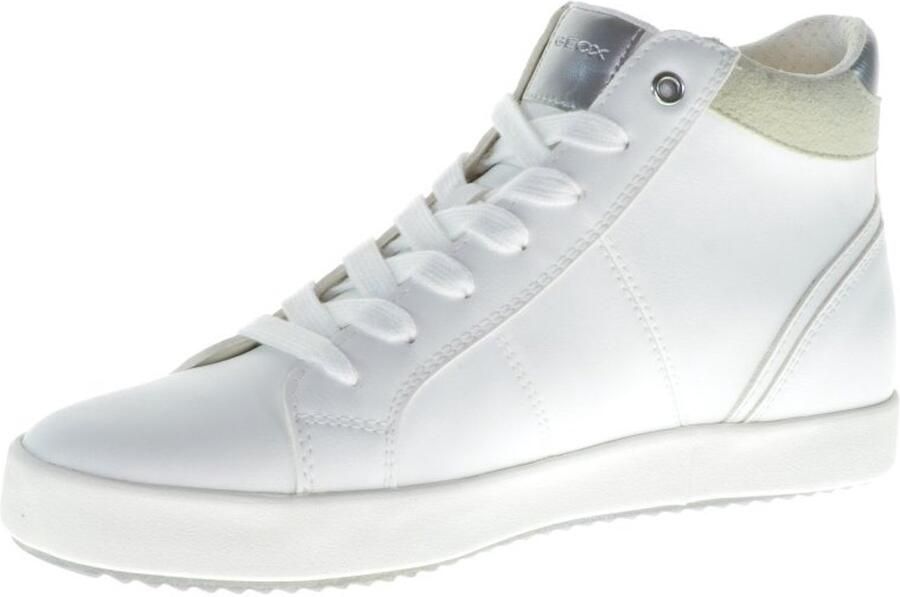 GEOX Blomiee Witte Hoge Sneaker Dames Leder Veter Rits