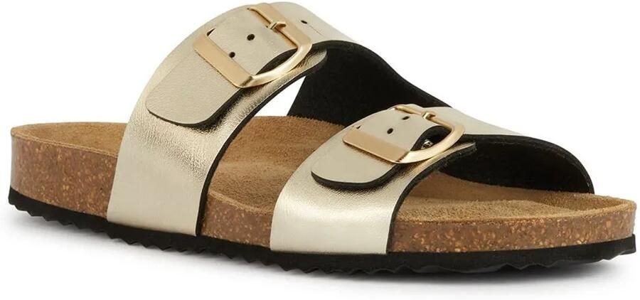 Geox Gouden Platte Sandalen voor Vrouwen Yellow Dames