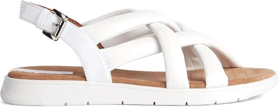 GEOX D Dandra Dames Sandalen Wit Leer met Gesp