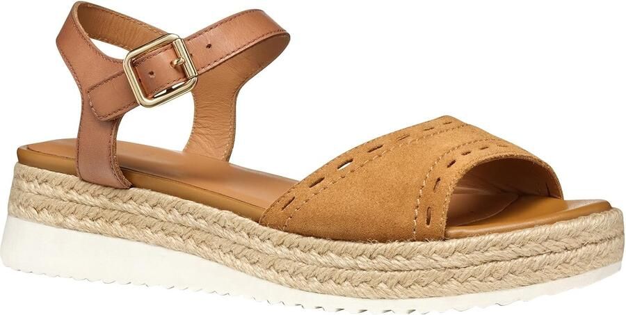 GEOX D Eolie B Dames Sandalen Cognac Leer
