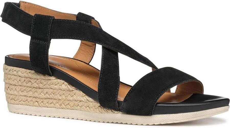 GEOX D Ischia Corda A Dames Sleehak Sandalen Zwart