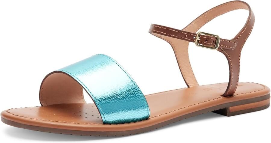 GEOX D Sozy S J Dames Sandalen Leer Ademend Azuur Camel