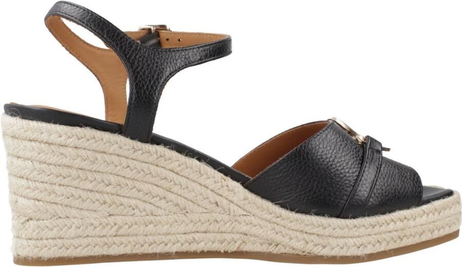 Geox Zwarte leren sandaal met rubberen zool