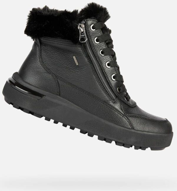 Geox Zwarte Casual Gesloten Platte Booties