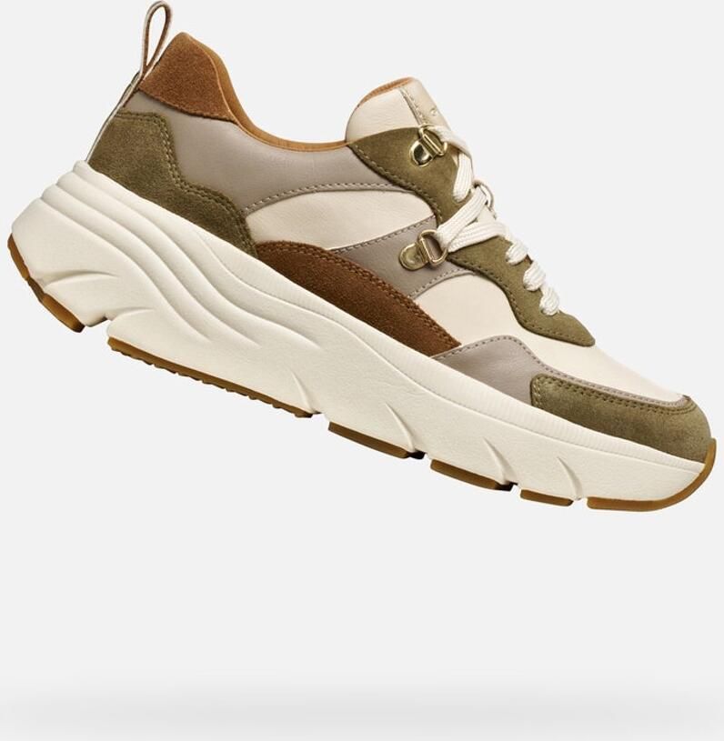 GEOX DIAMANTA DAMES Sneakers GROEN BEIGE