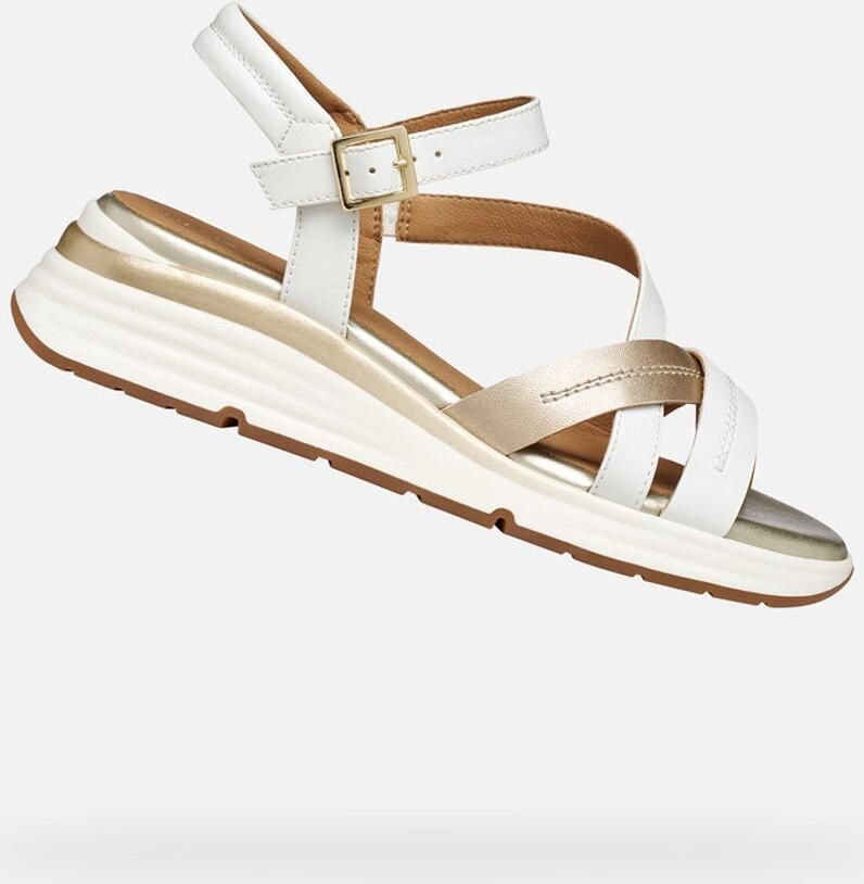GEOX ELOWYNNE DAMES Sandalen WIT LICHTGOUD