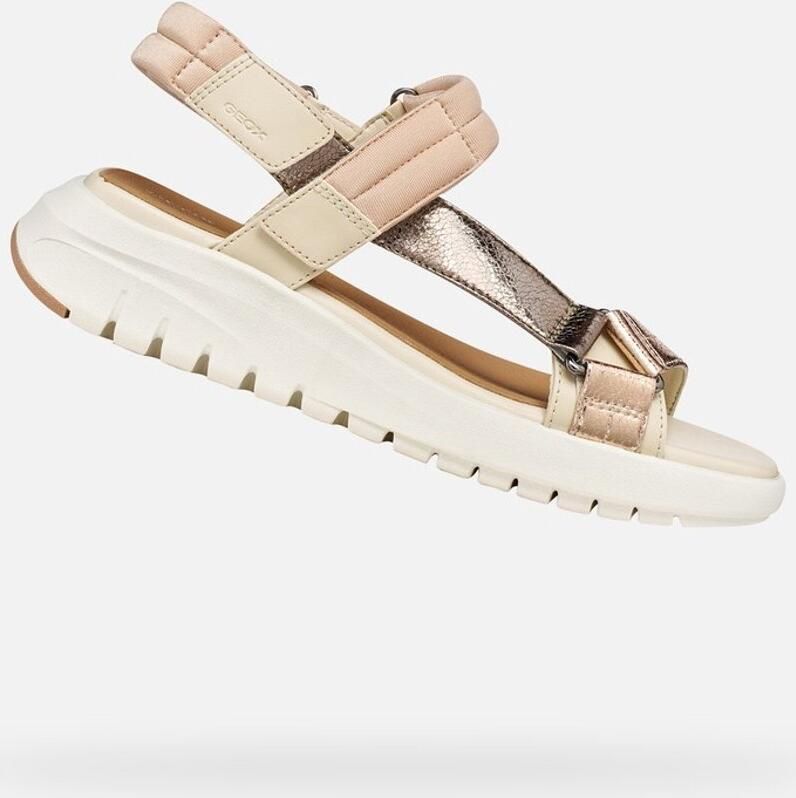 GEOX FLEXTRIDE S DAMES Sandalen MELKWIT DONKERBEIGE