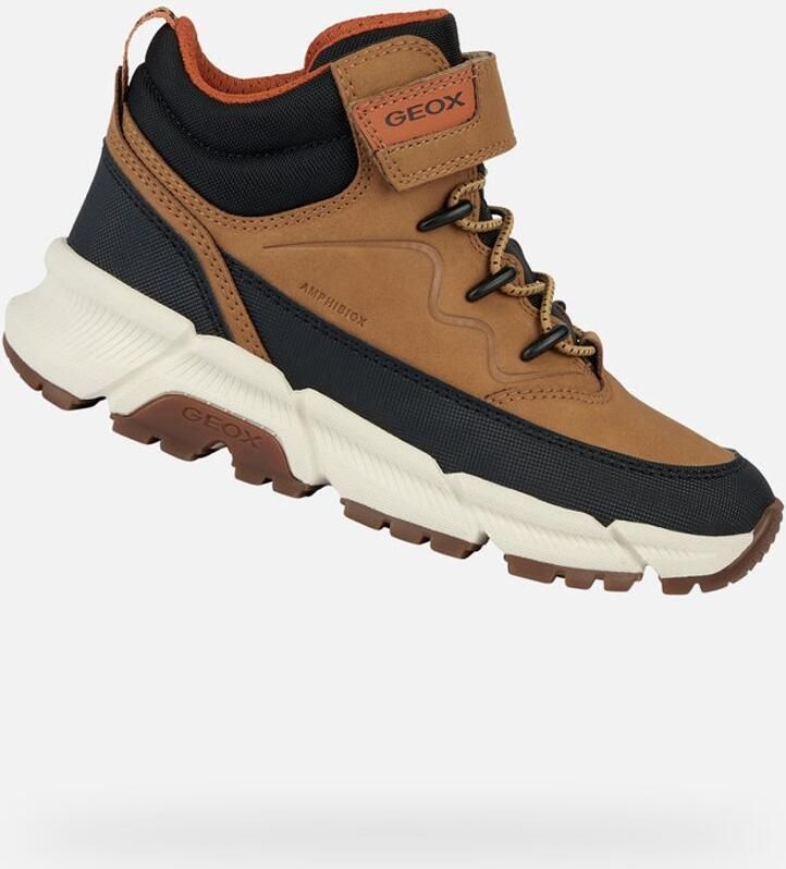 Geox Flexyper Plus sneakers cognac Bruin Jongens Imitatieleer Meerkleurig 29