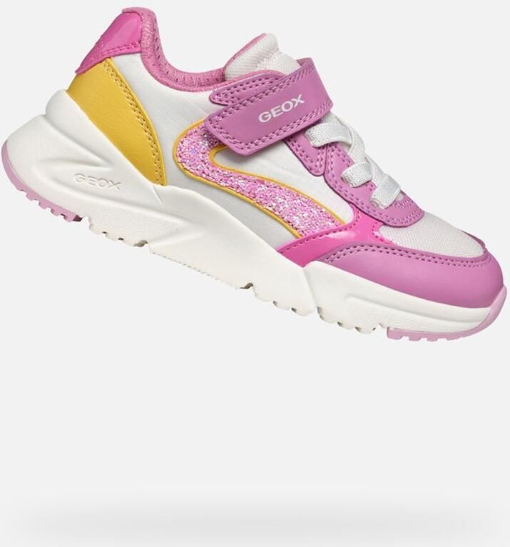 GEOX LOFTUS MEISJES Sneakers DONKERROZE GEEL