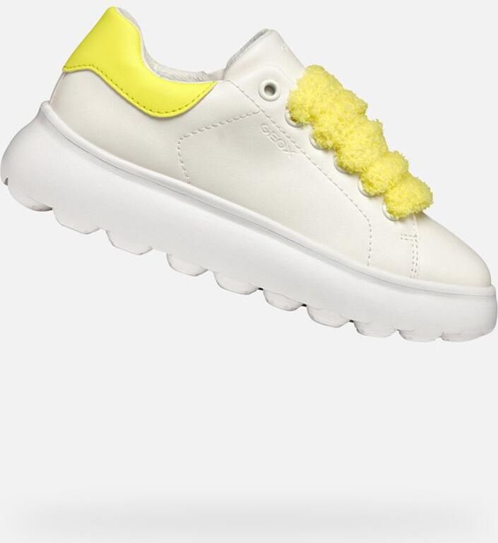 GEOX PUFFYPOP MEISJES Sneakers WIT FLUO GEEL