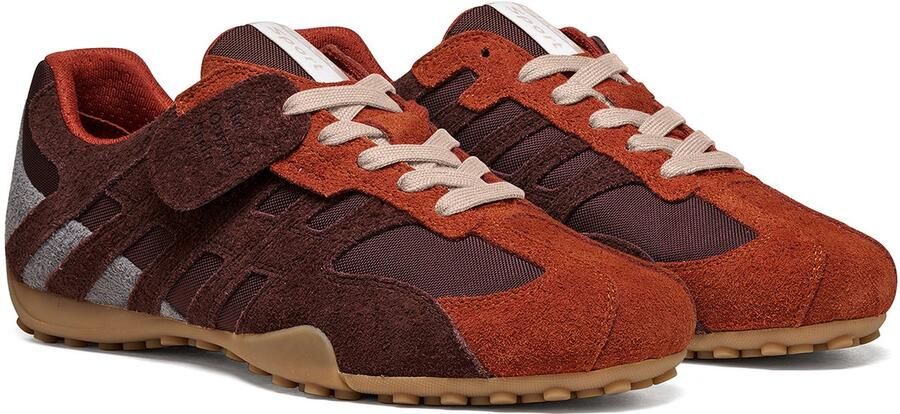 GEOX SNAKE heren leren sneaker U66NVA 0JQ11 BJ6 veterschoen bruin rood