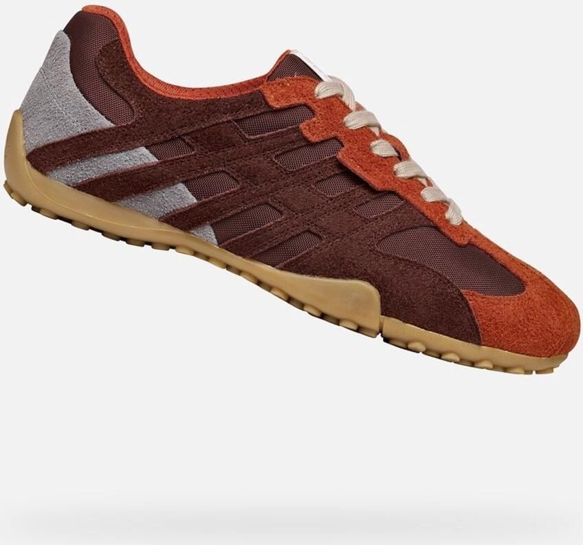 GEOX SNAKE heren leren sneaker U66NVA 0JQ11 BJ6 veterschoen bruin rood - Foto 2