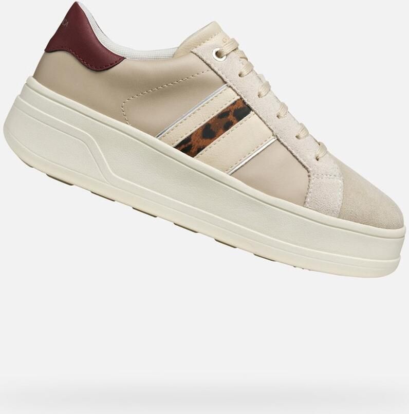 GEOX SPHERICA ECUB-2 DAMES Sneakers BEIGE DONKERROOD