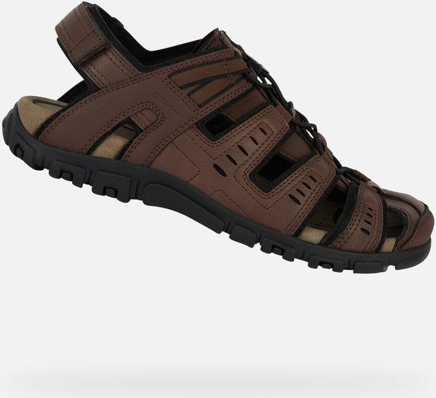 Geox Sandalen UOMO SANDAL STRADA C zomerschoen klittenbandschoen outdoorsandaal met leren voetbed