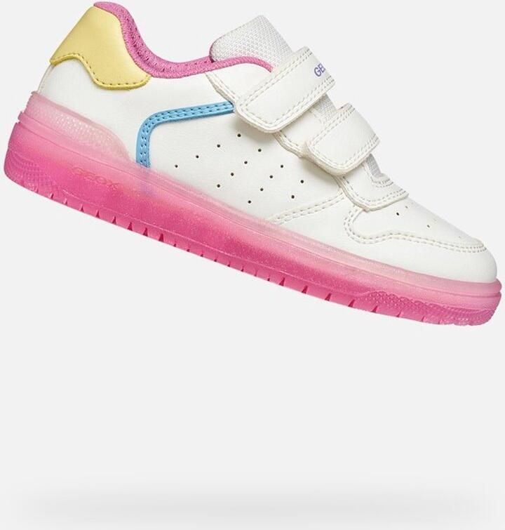GEOX WASHIBA MEISJES Sneakers WIT DONKERROZE