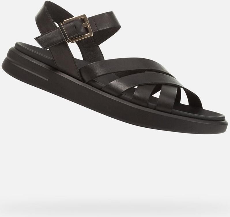 Geox Stijlvolle Platte Sandalen voor Vrouwen Black Dames