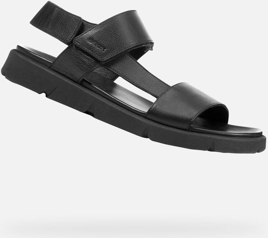 Geox Zwarte platte sandalen voor mannen Black Heren