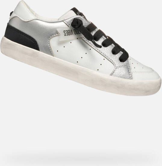 GEOX GISLI MEISJES Sneakers WIT ZILVER