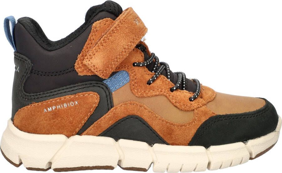 Geox J Flex sneakers cognac zwart Bruin Jongens Imitatieleer Meerkleurig 29