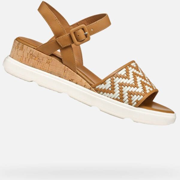 GEOX PISA DAMES Sandalen TABAK MELKWIT