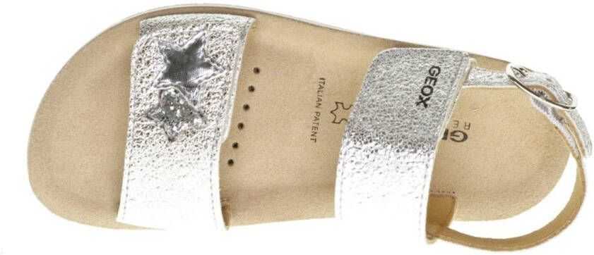 GEOX Silveren Lederen Meisjessandaal Velcro