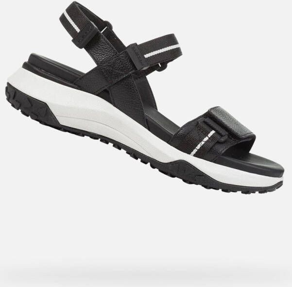 Geox Zwarte platte sandalen voor vrouwen Black Dames