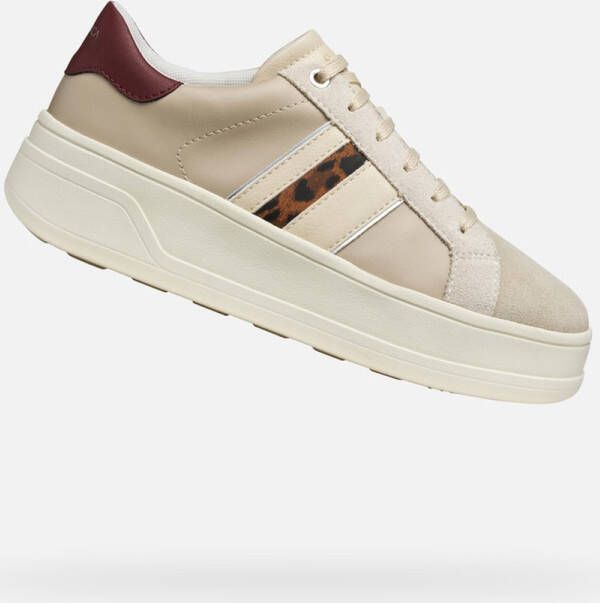 GEOX SPHERICA ECUB-2 DAMES Sneakers BEIGE DONKERROOD