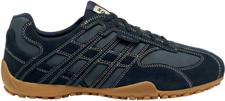 GEOX U Snake Original A heren leren sneaker slip-on U56MNB 022EK Blauw